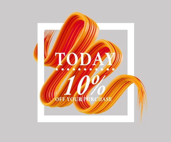 Verkauf heute 10 off sign over art brush. perfektes Design für ein Geschäft und Verkauf Banner. 3D-Illustration — Stockfoto