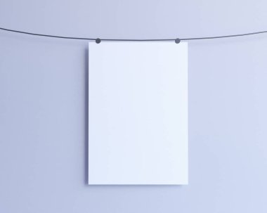 Poster Mock-up, Mock-up şablon izole beyaz arka planda, hazır tasarım, 3d çizim için.