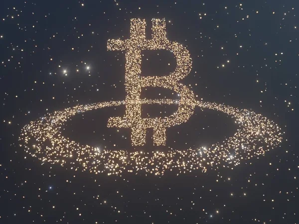 Bitcoin в окружении криптовалют золотых монет, monero 3D иллюстрации рендеринга, изолированные на белой backgroun — стоковое фото