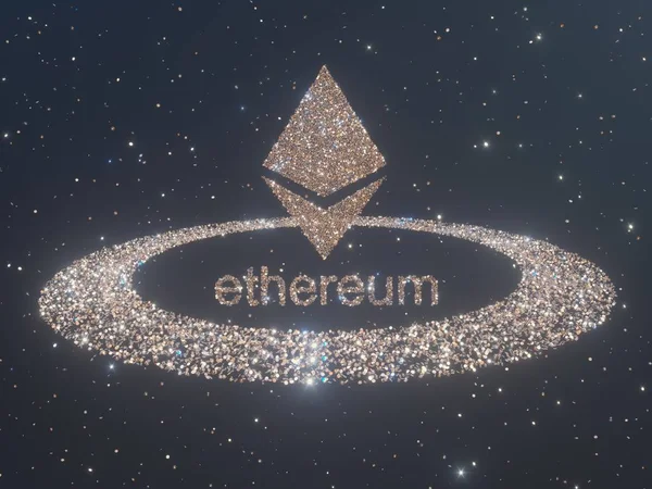 Etherium obklopen zlaté mince, kryptoměn, monero 3d vykreslování obrázku. — Stock fotografie