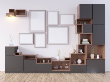 Sahte kadar poster, yenilikçi, 3d çizim İskandinav, stüdyo, Stil, şablon, kadar kentsel, duvar, beyaz