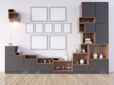 Sahte kadar poster, yenilikçi, 3d çizim İskandinav, stüdyo, Stil, şablon, kadar kentsel, duvar, beyaz