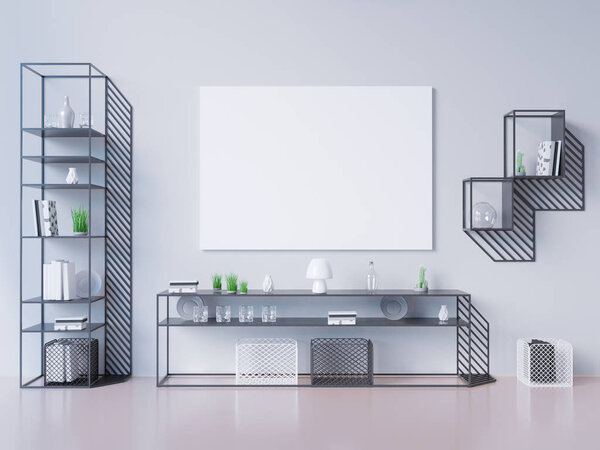 макет рамка плаката и белый, 3D иллюстрация
