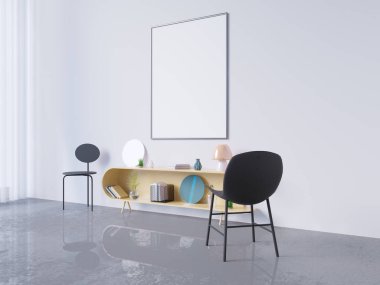 poster çerçevesi ev ofis iç arka plan, 3d render, 3d çizim kadar alay