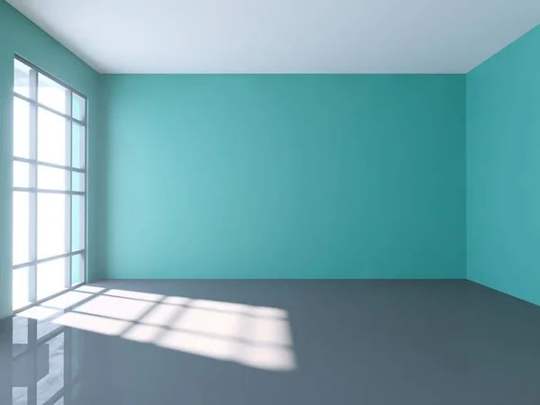 3d rendu de large abstrait illuminé intérieur de couloir vide en béton gris — Photo