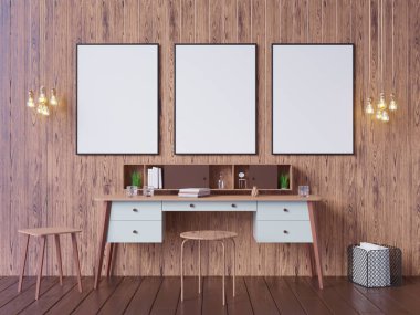 poster çerçevesi içinde yenilikçi iç geçmiş, 3d render kadar alay