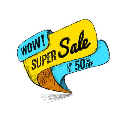 Süper Satılık 50'ye kadar. Vektör çizim.