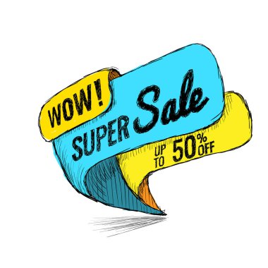 Süper Satılık 50'ye kadar. Vektör çizim.