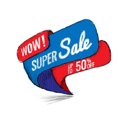 Süper Satılık 50'ye kadar. Vektör çizim.