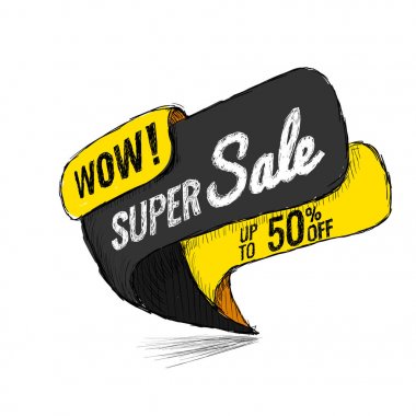 Süper Satılık 50'ye kadar. Vektör çizim.