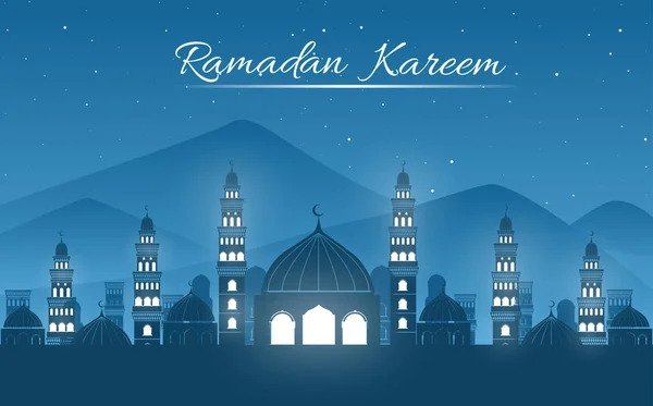 Ramadan Kareem üdvözlőlap sablon vonal arab. — Stock Vector