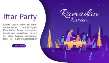 Ramazan Kareem İslami selamlama suluboya eskiz arkaplanı - metnin çevirisi. Web iniş sayfası için uygun, evet, mobil uygulama, afiş şablonu. düz çizgi film vektör çizimi.
