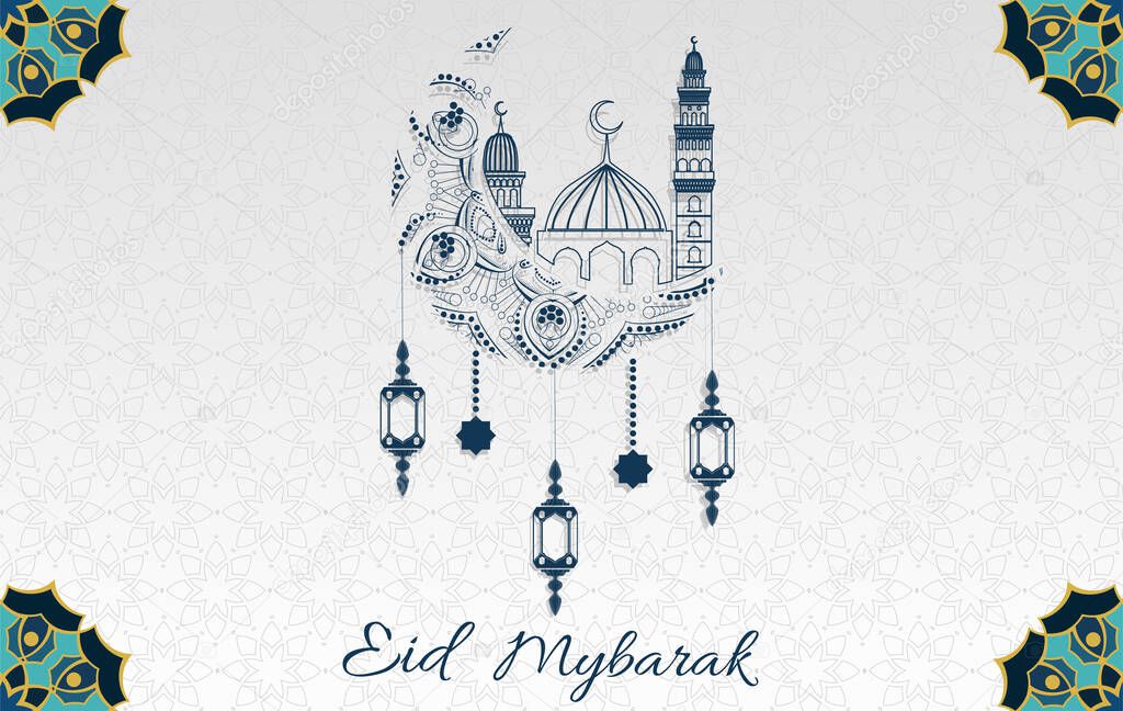 Happy ramadan mubarak greeting concept with people character for web landing page template. Suitable for web landing page, ui, mobile app, banner template.