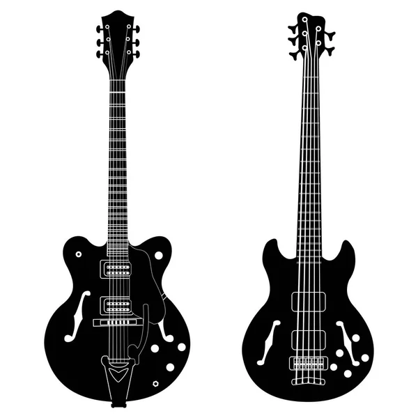 Guitarra Elétrica Baixo Semi Acústico — Vetor de Stock