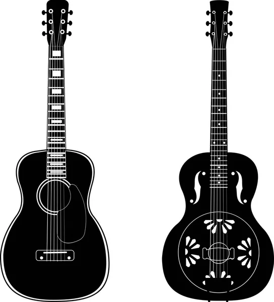 Guitarra Acústica Resofónica Aislada — Vector de stock