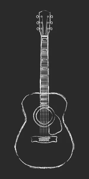 Guitarra Acústica Semi Acústica Tiza — Vector de stock