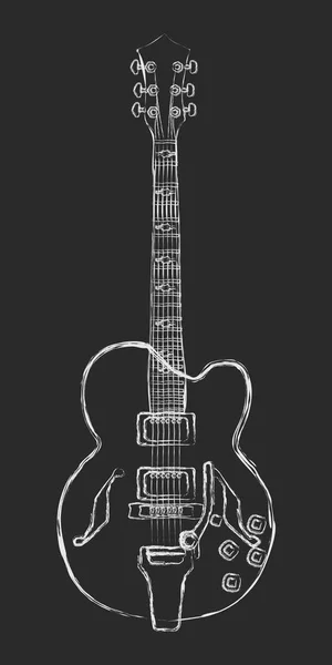 Tebeşir Akustik Yarı Akustik Gitar — Stok Vektör