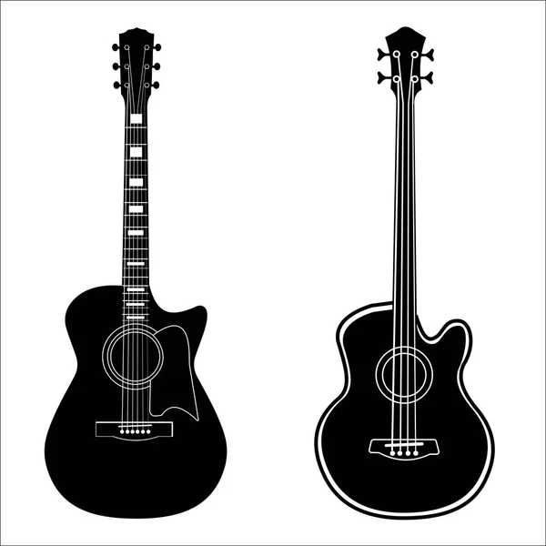 Conjunto Guitarras Vectoriales Aisladas — Vector de stock