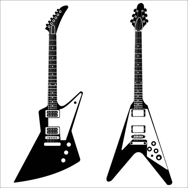 Negro Color Guitarras Eléctricas Conjunto Vectores Ilustración De Stock