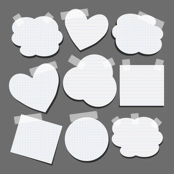 Set of different shapes paper stickers with tape — Stock Vector