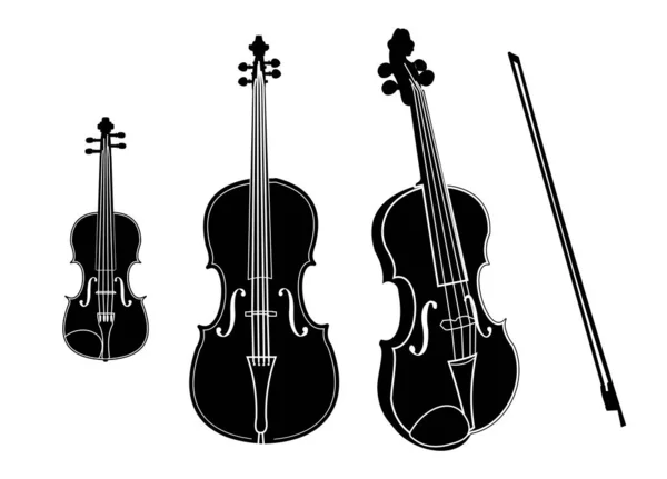 Vector βιολοντσέλο και βιολί απομονωμένα σε λευκό — Διανυσματικό Αρχείο