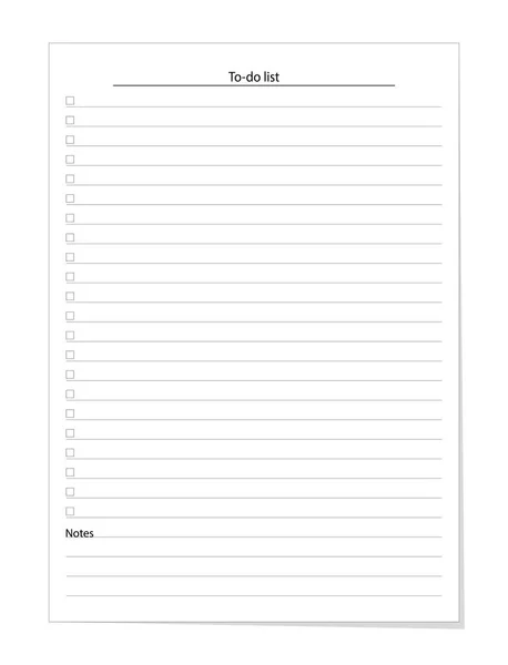 Šablona seznamu úkolů pro denní nebo týdenní plánovač — Stockový vektor