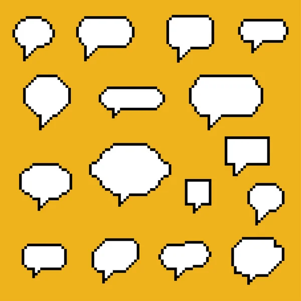 Set of pixel art speech bubbles vector illustration isolated — Stock Vector