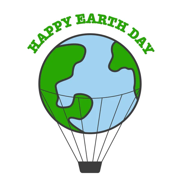 Vektorkarte für den Tag der Erde. Gehen Sie grün und retten Sie den Planeten. Ballon-Konzept — Stockvektor