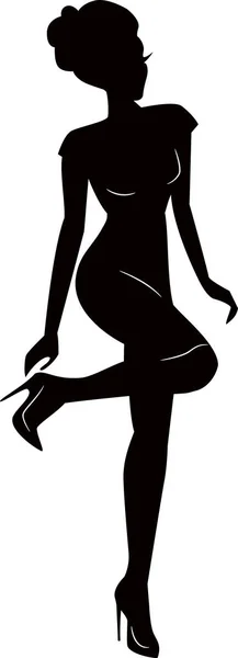 Elbiseli seksi kadın siluet — Stok Vektör