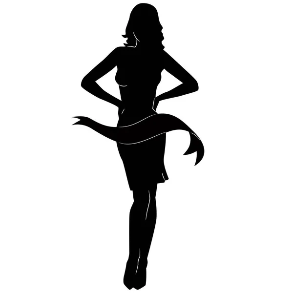 Sexy fit woman silhouette standing — Stock Vector