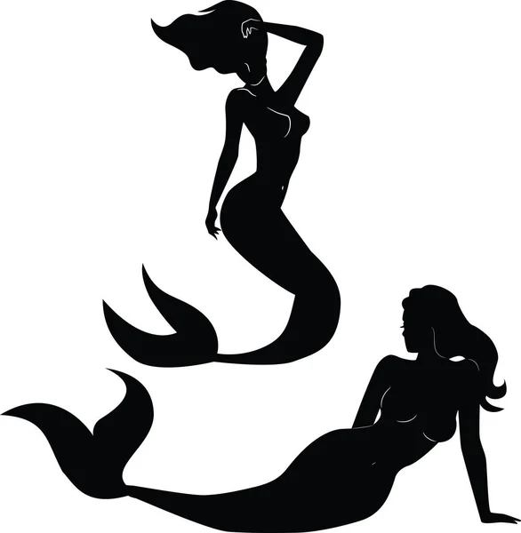 Collezione di silhouette di sirena vettore — Vettoriale Stock