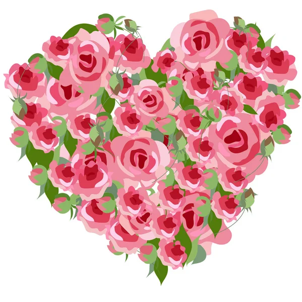 Vector Corazón Rosas — Vector de stock