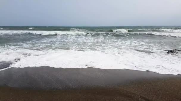 Разбивающиеся волны на пляже — стоковое видео