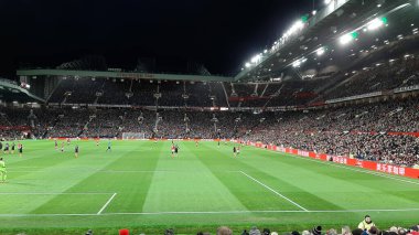 MANCHESTER, UK - FEBRUARY 01, 2020: Stretford End is the stadium of Manchester United Football Club, Match between Manchester United and Wolverhampton 0 - 0. clipart
