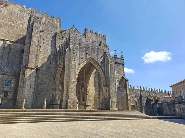Древний Вход Собор Туе Фасад Собора Португалии — стоковое фото