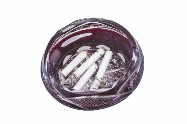 Cigarette Butts Ashtray White Bacground — Stock Photo, Image