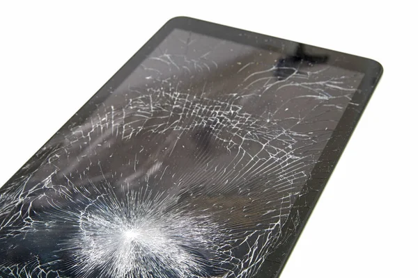 Tablet Broken Display White Background — Stock Photo, Image