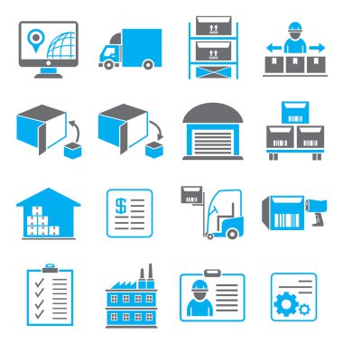 nakliye, kargo, lojistik iş yönetimi ikonları/simgeleri