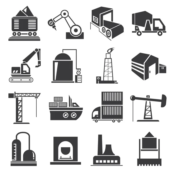 Industrial Building Construction Icons — Stock Vector