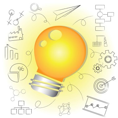 fikir, ampul fikir, yaratıcılık kavramı için ışık ampul
