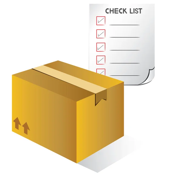 Karton Und Checkliste Versandbox — Stockvektor
