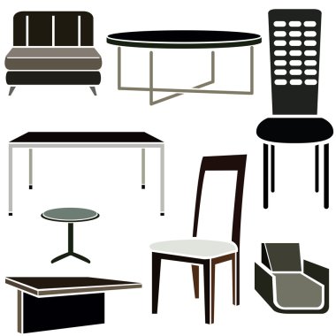 siluet sandalye ve koltuk simgeler koleksiyonu