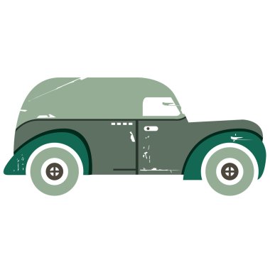 Klasik Otomobil, eski model araba simgesi beyaz arka plan üzerinde