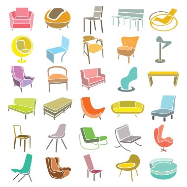 vector illustration of furniture  icons clipart