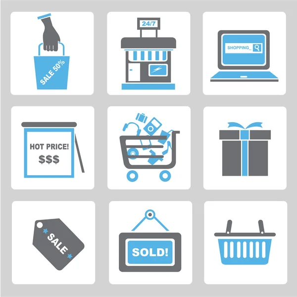 Conjunto Iconos Comercio Electrónico Iconos Mercado Iconos Compras — Vector de stock