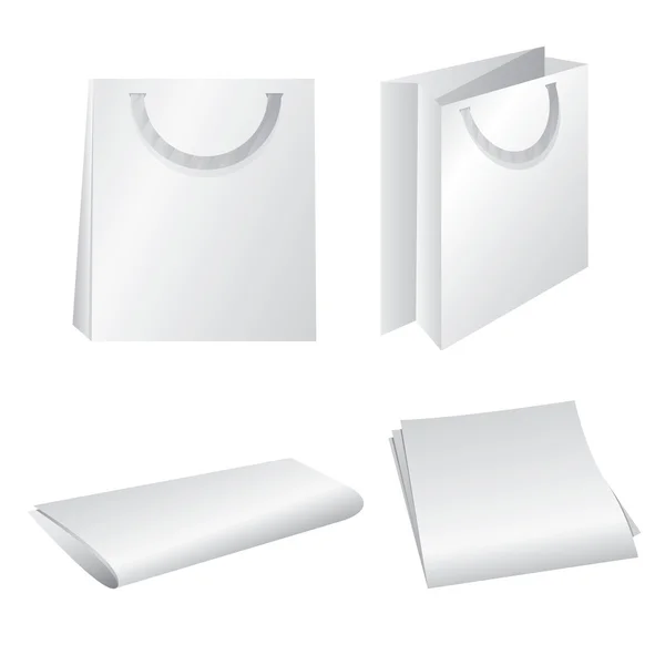 Bolsas Papeles Blancos Blanco — Vector de stock