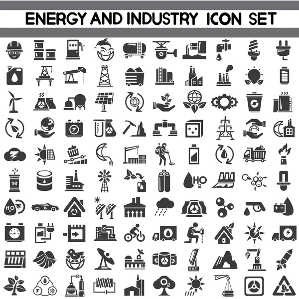 Набір Енергетичних Промислових Піктограм Зелені Піктограми — стоковий вектор