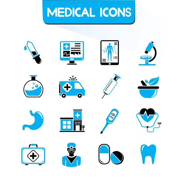 Ilustración Vectorial Iconos Médicos — Vector de stock