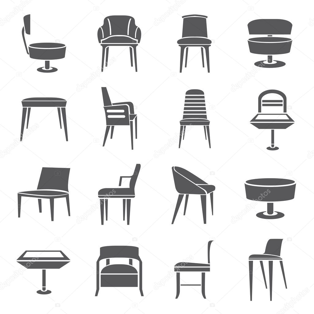 collection of silhouette chair and sofa icons