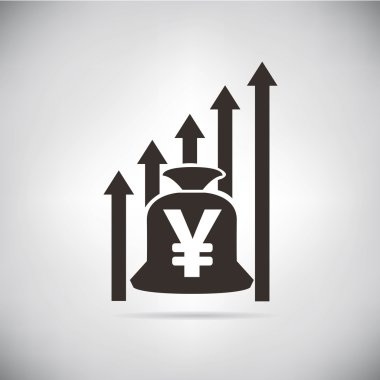 İş konsepti. Yen yükselişinin vektör illüstrasyonu